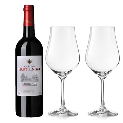 Chateau Haut Pingat Bordeaux 75cl Red Wine And Crystal Classic Collection Wine Glasses